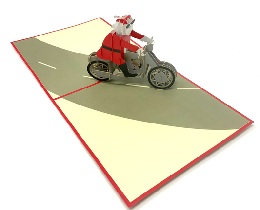 Santa motorbike Pop Up Greeting Card