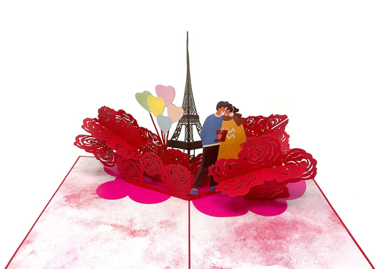 Personalised Eiffel Tower 3D Pop Up Greeting card, 3D Paris card for him and her, laser cut- hand assembled, paper art, Make someone smile