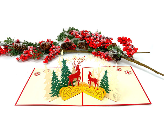 A festive Christmas scene with a three-dimensional reindeer, capturing the holiday spirit with joyful and whimsical charm.&quot;