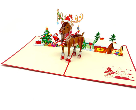 Pop Up Braille Happy Christmas Rudolph Greeting card, Make someone smile