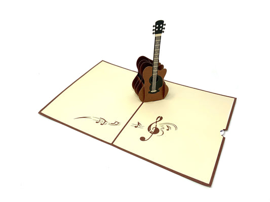 Personalised Guitar 3D Pop Up Greeting card, 3D Guitar card for him and her, laser cut- hand assembled, paper art, Make someone smile
